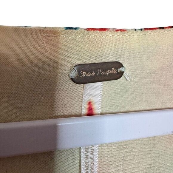 Free People Mabel Printed Rose Top Women XS Red Floral Ruched Fairy Boho - Picture 3 of 8